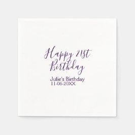 Servilleta De Papel Purple happy 21st cumpleaños fecha Keychain