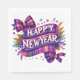 SERVILLETA DE PAPEL PURPLE HOLIDAY HAPPY NEW YEAR THEME