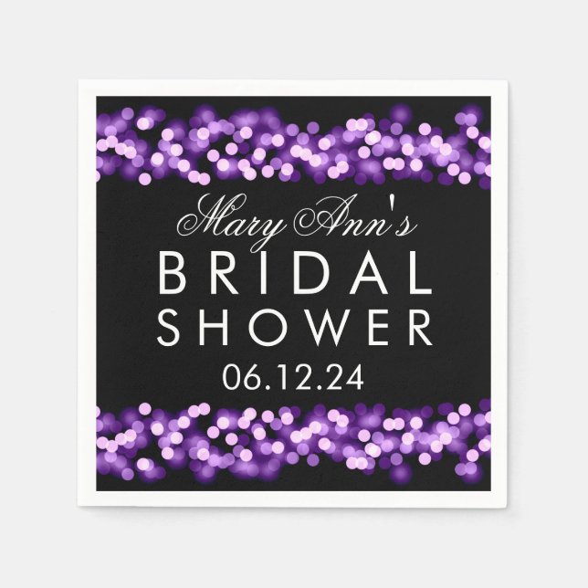 Servilleta De Papel Purple Hollywood Glam Elegant Bridal Shower Favor (Anverso)