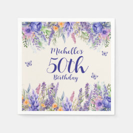 Servilleta De Papel Purple Lavender Floral Garden Party 50th Birthday