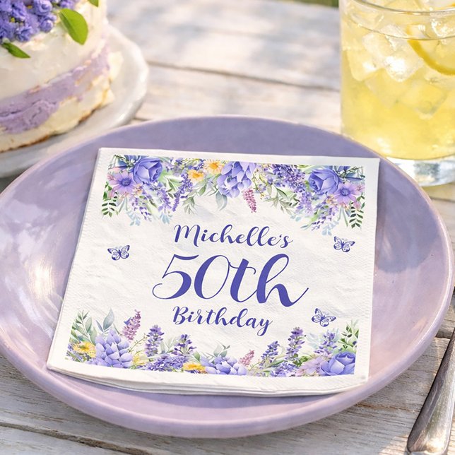 Servilleta De Papel Purple Lavender Floral Garden Party 50th Birthday (Celebrate any age with a garden party!)