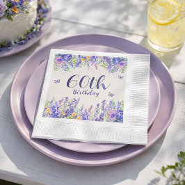 Servilleta De Papel Purple Lavender Floral Garden Party 60th Birthday