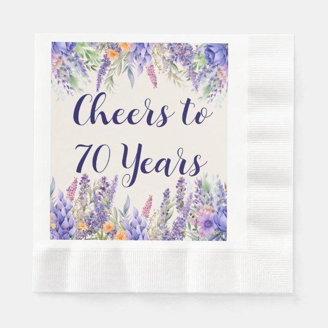 Servilleta De Papel Purple Lavender Floral Garden Party 70th Birthday (Anverso)