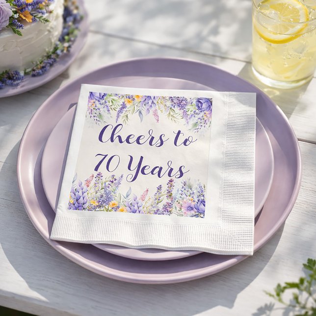 Servilleta De Papel Purple Lavender Floral Garden Party 70th Birthday (Celebrate any age in style)
