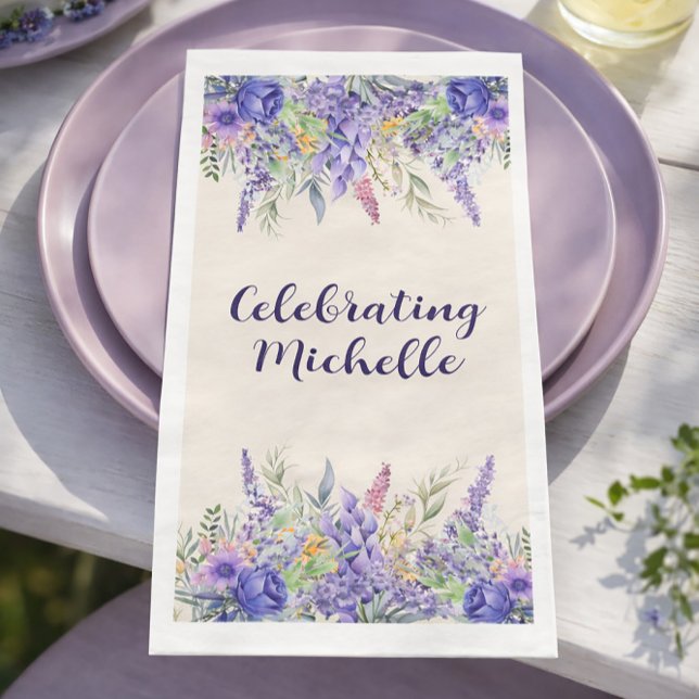 Servilleta De Papel Purple Lavender Floral Garden Party Name (Host a birthday garden party!)