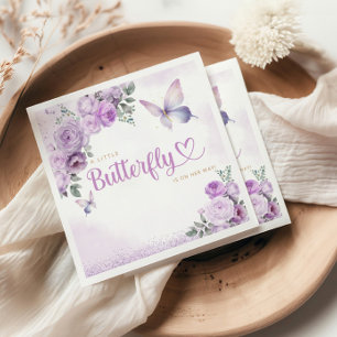 Servilleta De Papel Purple lindo un pequeño chica de mariposa