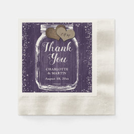 Servilleta De Papel Purple Mason Jar Rustic Wood Gracias Boda