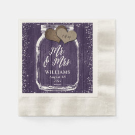 Servilleta De Papel Purple Mason Jar Rustic Wood Mr & Mrs Boda