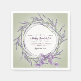 Servilleta De Papel Purple n Sage Baby Shower Watercolor Lavender Art