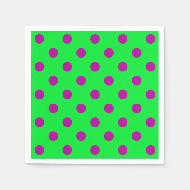 Servilleta De Papel Purple On Green Polka Dots Pattern Design  (Anverso)