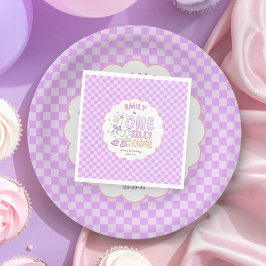 Servilleta De Papel Purple One Silly Goose - Retro Girl First Birthday
