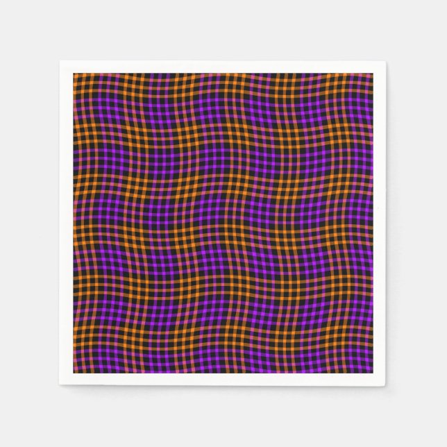 Servilleta De Papel Purple Orange Plaid Checker Seamless Pattern (Anverso)