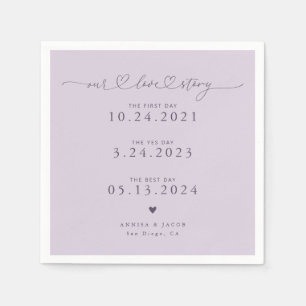 Servilleta De Papel Purple Our Love Story Script Hearts Boda