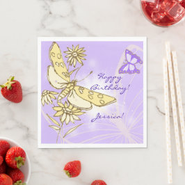 Servilleta De Papel Purple Peach Butterfly 