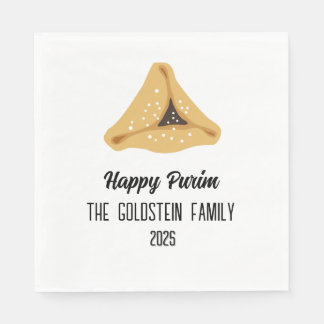 Servilleta De Papel Purple Purim Hamentashen Family Name