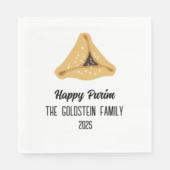 Servilleta De Papel Purple Purim Hamentashen Family Name (Anverso)