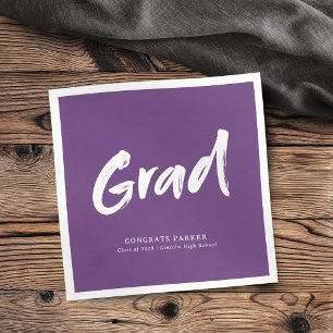 Servilleta De Papel Purple Simple Fiesta de Grad de Guión de Pincel Mo