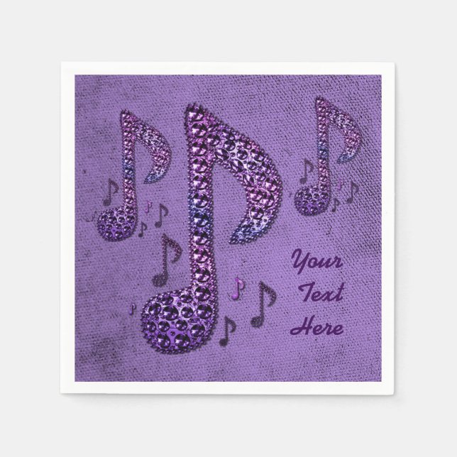 Servilleta De Papel Purple Sparkle Music Notes Napkins (Anverso)
