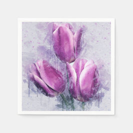 Servilleta De Papel Purple Tulips Paper Napkins