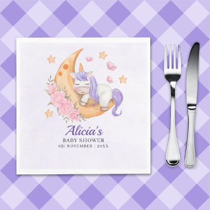 Servilleta De Papel Purple Unicorn Baby Shower Girl