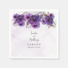 Servilleta De Papel Purple Watercolor Chrysanthemum Wedding