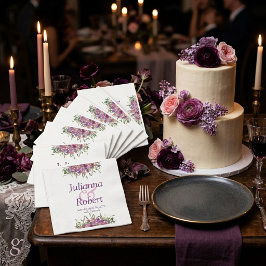 Servilleta De Papel Purple watercolor wildflowers  napkins