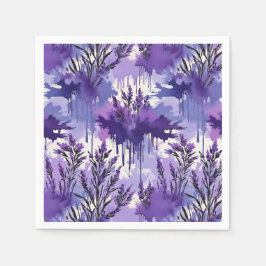 Servilleta De Papel Purple Watercolor with Florals