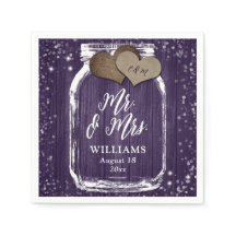 Purple Wood Mason Jar Rustic Mr & Mrs Boda