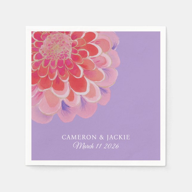 Servilleta De Papel Purple Zinnia Summer Wedding (Anverso)