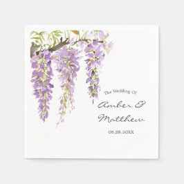 Servilleta De Papel Púrpura acuarela Wisteria Boda servilletas