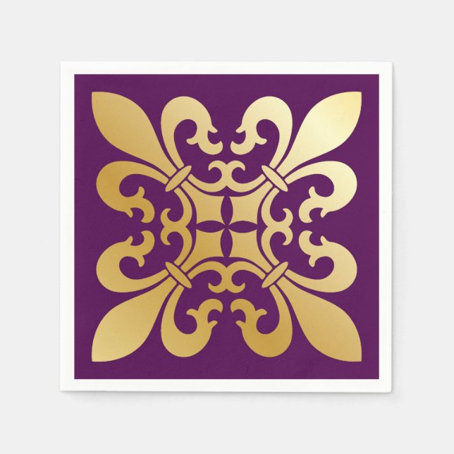 Servilleta De Papel Púrpura de símbolos Fleur de Lis (Anverso)