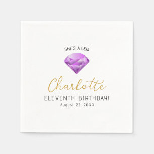 Servilleta De Papel Púrpura Diamante Gem Papel de cumpleaños