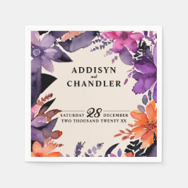 Servilleta De Papel Púrpura encantada + Boda Naranja Floral Halloween