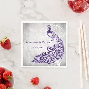 Servilleta De Papel Púrpura Hoja de Peacock Vine Brillante Ducha Napki