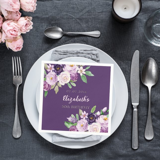 Servilleta De Papel Púrpura lavanda de color rosa cumpleaños (Subido por el creador)