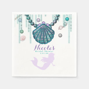 Servilleta De Papel Púrpura Mermaid Beach Bling Birthday Party Persona