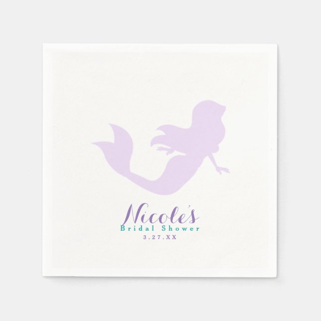 Servilleta De Papel Púrpura Mermaid Beach Bling Birthday Party Persona (Anverso)