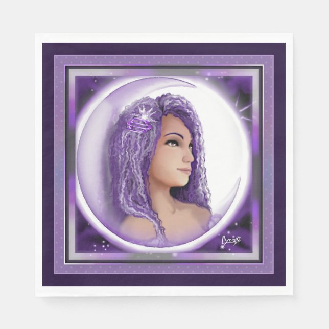 Servilleta De Papel Púrpura Moon Child Napkins (Anverso)