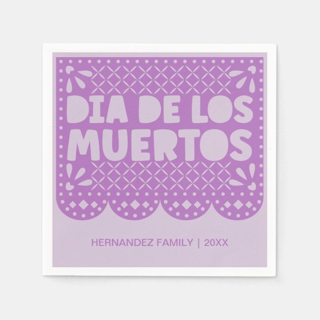 Servilleta De Papel Púrpura personalizado Dia de los Muertos Napkins (Anverso)