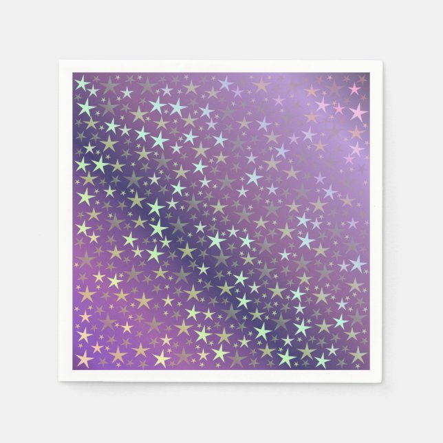 Servilleta De Papel púrpura + plata, brillante, brillante, estrella, c (Anverso)