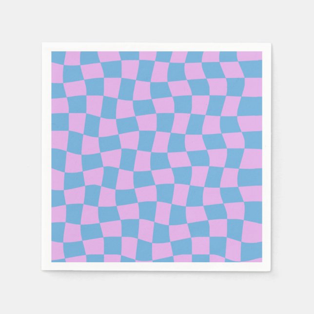 Servilleta De Papel Púrpura Retro Periwinkle Abstract Blue Checkerboar (Anverso)
