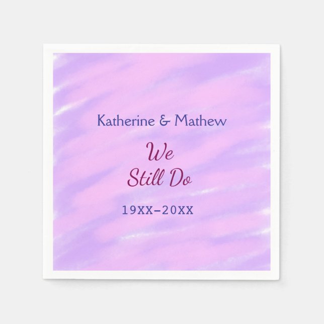 Servilleta De Papel Púrpura rosa pastel Renovación de votos aniversari (Anverso)