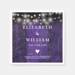 Servilleta De Papel Púrpura String ilumina el Boda de Boho Barn de Mad