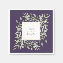 Servilleta De Papel Púrpura vegetación Foliage Boda Napkins