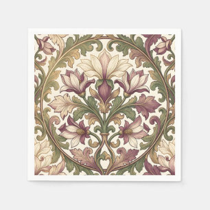 Servilleta De Papel Púrpura Victoriana Crema Floral Ornata