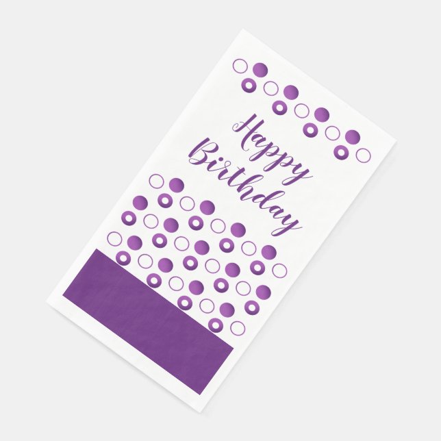 Servilleta De Papel Púrpura y cumpleaños blanco de Polka-dot (Esquina)