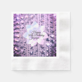 Servilleta De Papel Púrpura y rosa elegante cumpleaños con cuentas