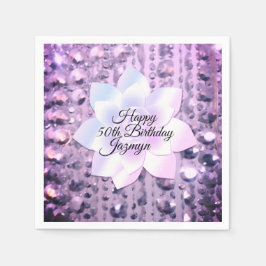 Servilleta De Papel Púrpura y rosa elegante y con guijarros