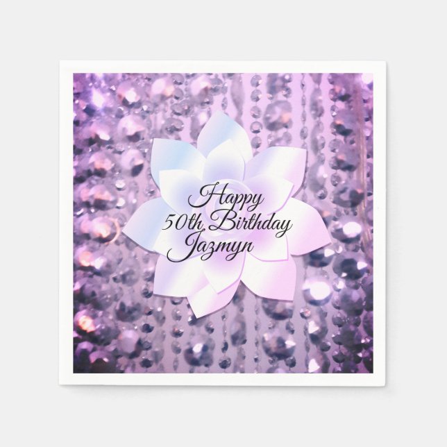 Servilleta De Papel Púrpura y rosa elegante y con guijarros (Anverso)