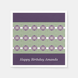 Servilleta De Papel Púrpura y verde con acento floral